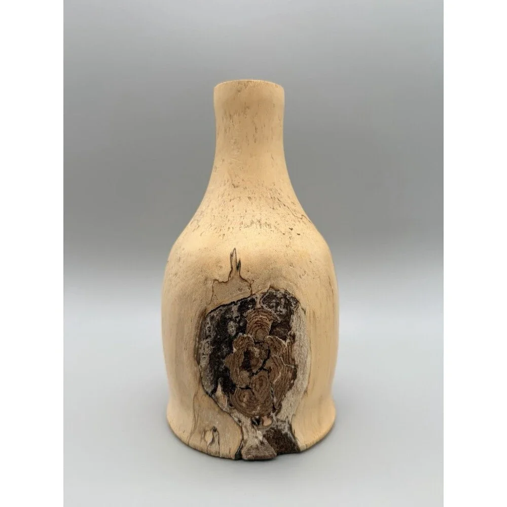 Hand Turned Dogwood Wood Flower Jug Bud Vase Signed Bryan Montgomery 7.5